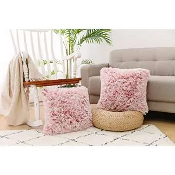 NordECO HOME Luxury Soft Faux Fur Fleece Cushion Cover Pillowcase Decorative Throw Pillows Covers, N...