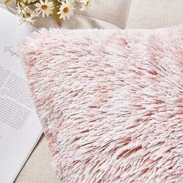 NordECO HOME Luxury Soft Faux Fur Fleece Cushion Cover Pillowcase Decorative Throw Pillows Covers, No Pillow Insert, 18" x 18" Inch, Pink Ombre, 2 Pack