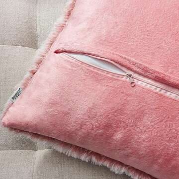 NordECO HOME Luxury Soft Faux Fur Fleece Cushion Cover Pillowcase Decorative Throw Pillows Covers, No Pillow Insert, 18" x 18" Inch, Pink Ombre, 2 Pack