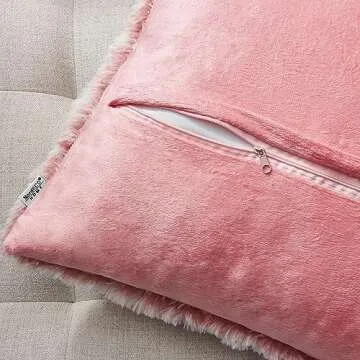 NordECO HOME Luxury Soft Faux Fur Fleece Cushion Cover Pillowcase Decorative Throw Pillows Covers, No Pillow Insert, 18" x 18" Inch, Pink Ombre, 2 Pack