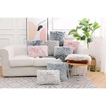 NordECO HOME Luxury Soft Faux Fur Fleece Cushion Cover Pillowcase Decorative Throw Pillows Covers, No Pillow Insert, 18" x 18" Inch, Pink Ombre, 2 Pack