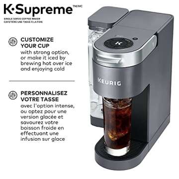 Keurig K-Supreme Coffee Maker, Single Serve K-Cup Pod Coffee Brewer Machine, With MultiStream Technology, 66 Oz Dual-Position Reservoir, and Customizable Settings, Gray