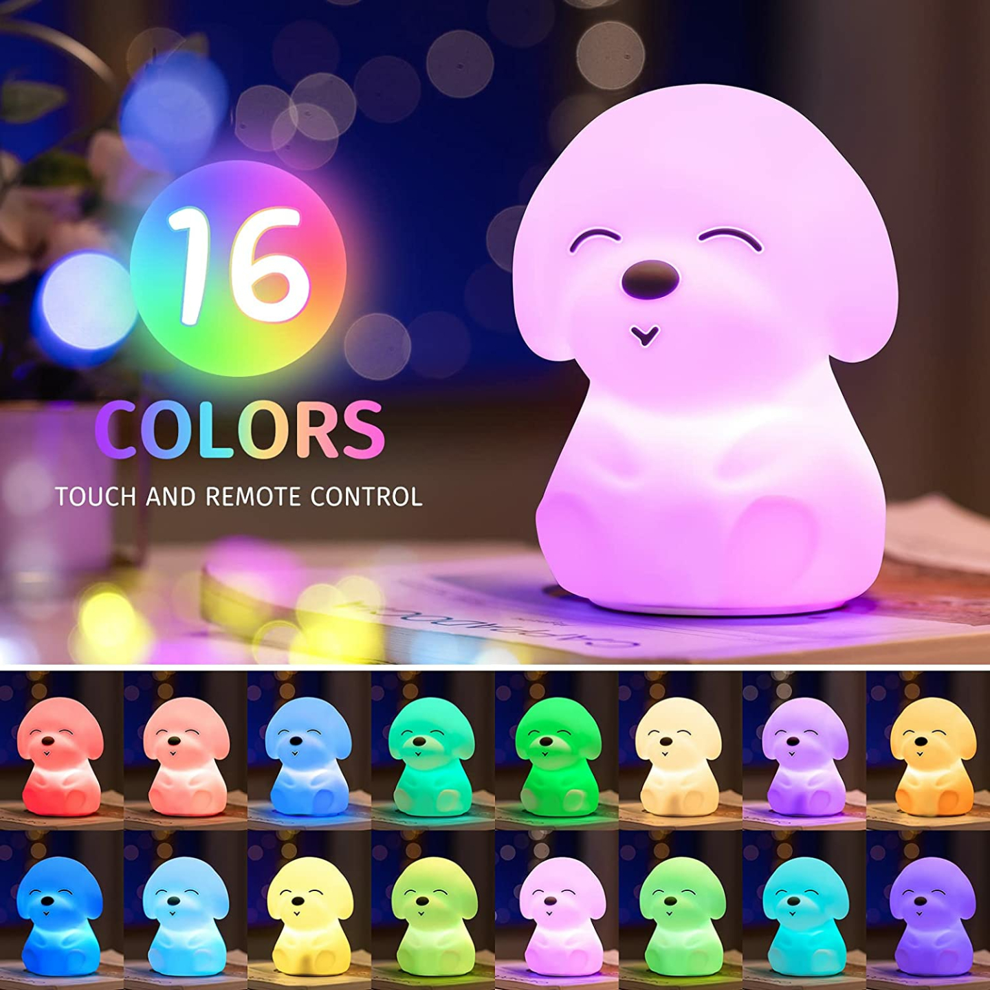 16 Color Changing Dog Night Light for Kids