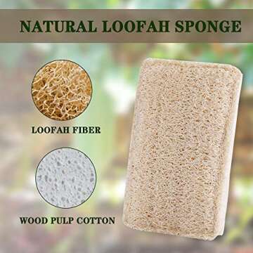 Wangda.G Upgrade Natural Loofah Kitchen Sponges 6 Pack, eco Friendly sponges for Dishes ,Reusable Ki...
