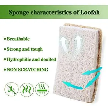 Wangda.G Upgrade Natural Loofah Kitchen Sponges 6 Pack, eco Friendly sponges for Dishes ,Reusable Kitchen sponges and scrubbers,luffa sponges Dish sponges for Washing Dishes dishwashing sponges