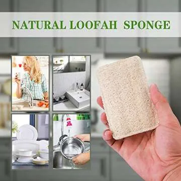 Wangda.G Upgrade Natural Loofah Kitchen Sponges 6 Pack, eco Friendly sponges for Dishes ,Reusable Kitchen sponges and scrubbers,luffa sponges Dish sponges for Washing Dishes dishwashing sponges