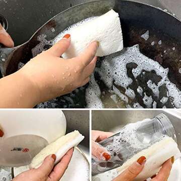 Wangda.G Upgrade Natural Loofah Kitchen Sponges 6 Pack, eco Friendly sponges for Dishes ,Reusable Kitchen sponges and scrubbers,luffa sponges Dish sponges for Washing Dishes dishwashing sponges
