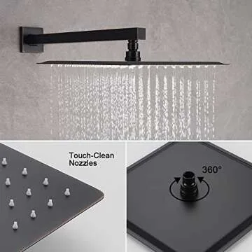 Iriber Oil Rubbed Bronze Shower System with 12 Inch Square Shower Head and Handheld Bathroom Rainfall Wall Mounted Shower Faucet Set Contain Shower Faucet Mixer Valve and Trim Kit (Valve Included)