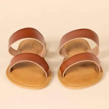 Amazon Essentials Women's Two Band Sandal, Tan, 8.5