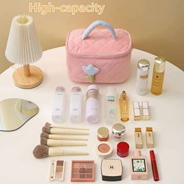 TrueLux Cute Corduroy Makeup Bag Set for Women