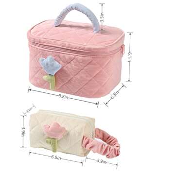 TrueLux Cute Corduroy Makeup Bag Set for Women