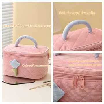 TrueLux Cute Corduroy Makeup Bag Set for Women