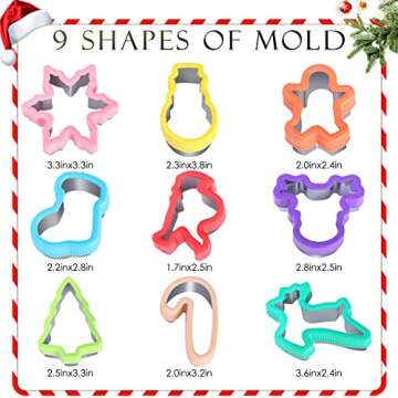 Christmas Cookie Cutters-9 Christmas holiday themed baking cutters-Flying Deer,Snowflake,Christmas T...