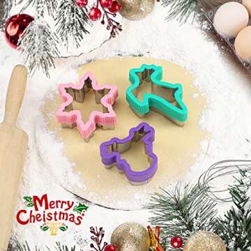 Christmas Cookie Cutters-9 Christmas holiday themed baking cutters-Flying Deer,Snowflake,Christmas Tree,Deer head,Santa Claus,Socks,crutches,Snowman,Gingerbread Man shape cookie cutters.