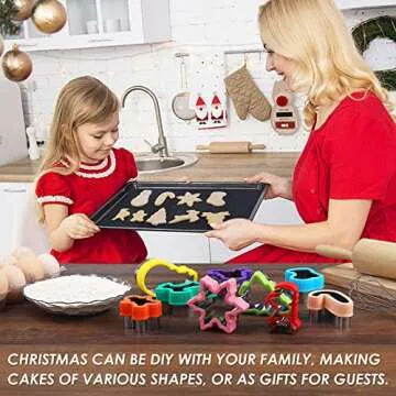 Christmas Cookie Cutters-9 Christmas holiday themed baking cutters-Flying Deer,Snowflake,Christmas Tree,Deer head,Santa Claus,Socks,crutches,Snowman,Gingerbread Man shape cookie cutters.