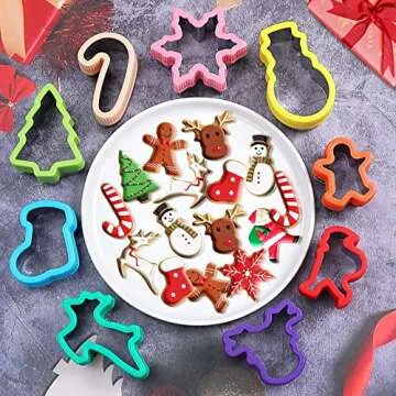 Christmas Cookie Cutters-9 Christmas holiday themed baking cutters-Flying Deer,Snowflake,Christmas Tree,Deer head,Santa Claus,Socks,crutches,Snowman,Gingerbread Man shape cookie cutters.
