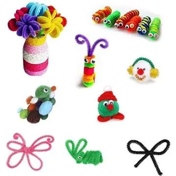 Pipe Cleaners Craft Set Meiso 500 Pcs Craft Supplies Including 100 Pcs Chenille Stems with 250 Pcs Pom Poms Craft and 150 Pcs Wiggle Googly Eyes Self Adhesive Assorted Colors Sizes for DIY Art Craft