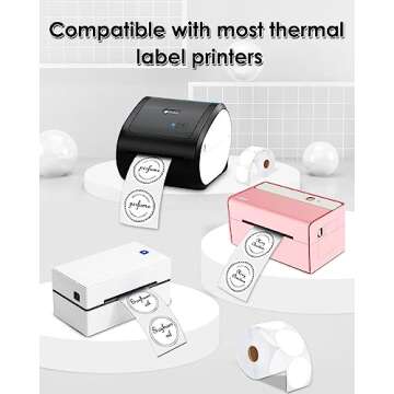 iEager 3 Inch Circle Thermal Sticker Labels, Self-Adhesive Round Direct Thermal Labels, Multi-Purpose Roll Thermal Stickers, 500 Labels, White