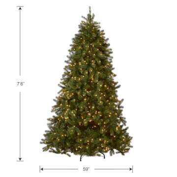 National Tree Company Pre-Lit 'Feel Real' Artificial Full Downswept Christmas Tree, Green, Douglas Fir, White Lights, Includes Stand, 7.5 feet