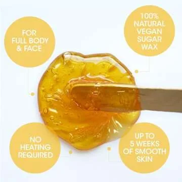 Nad's Wax Hair Removal For Women - Body+Face Wax - All Skin Types - At Home Waxing Kit With 6 Oz Sugar Wax, Cleansing Soap, Wooden Spatula, Re-Usable Cotton Strips