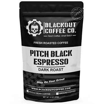 Blackout Coffee - Pitch Black Espresso Extra Dark Roast Coffee, 12 oz Bag