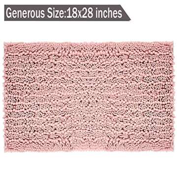 HomDSim 18" x 28" Shaggy Bathroom Bath Shower Rugs Mat Carpet Floor Non-Slip Soft Chenille Plush Absorbent Luxury Microfiber Bristles Washable Kitchen Laundry Rug Bedroom Blanket