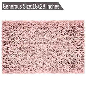 HomDSim 18" x 28" Shaggy Bathroom Bath Shower Rugs Mat Carpet Floor Non-Slip Soft Chenille Plush Absorbent Luxury Microfiber Bristles Washable Kitchen Laundry Rug Bedroom Blanket