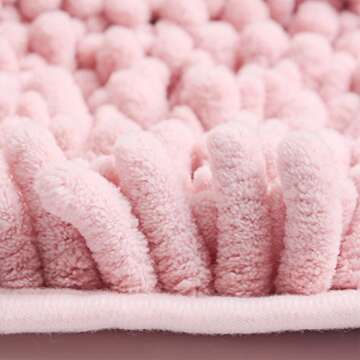 HomDSim 18" x 28" Shaggy Bathroom Bath Shower Rugs Mat Carpet Floor Non-Slip Soft Chenille Plush Absorbent Luxury Microfiber Bristles Washable Kitchen Laundry Rug Bedroom Blanket