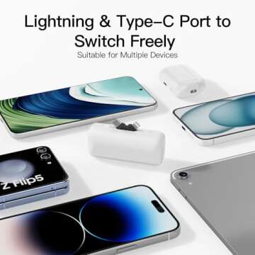 Winecube Portable Charger for iPhone with 2-in-1 Connector,5000mAh Small Power Bank, Fast Charging C...