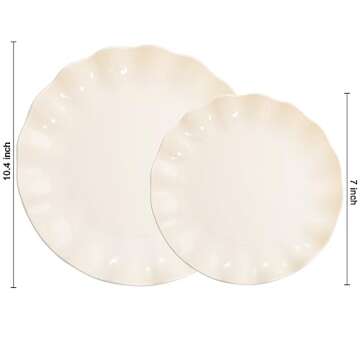 LIYH 24pcs Plastic Plates Reusable,Unbreakable Dinner Plates, Scalloped Plastic Plates, Microwave & ...