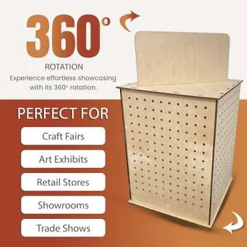 TORCHED DISPLAYS Rotating Display Stand – 22.5 x 16.76-inch – Rotating Organizer Wood Pegboard – Pegboard Display Stand for Craft Shows, Vendor Events, Jewelry, Accessories…