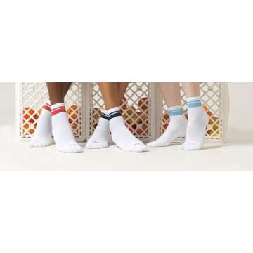 HUE Women's Mini Crew Sock, Retro Stripe-6 Pair Pack, One Size