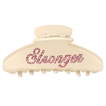 Personalized White Hair Claw Clip - Handmade with Rhinestones for Women