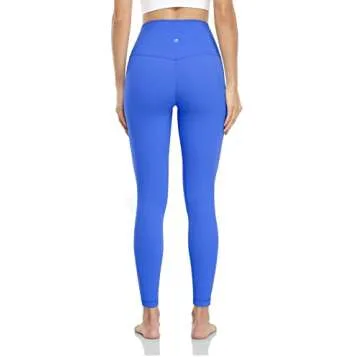 HeyNuts Essential 7/8 Leggings High Waisted Yoga Pants for Women, Soft Workout Pants Compression Leggings with Inner Pockets Dazzling Blue_25'' XS(0/2)