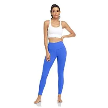 HeyNuts Essential 7/8 Leggings High Waisted Yoga Pants for Women, Soft Workout Pants Compression Leggings with Inner Pockets Dazzling Blue_25'' XS(0/2)