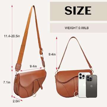 JBB Women Saddle Shoulder Bag Clutch Purse Small Crossbody Bag Satchel Bags Handbag PU Leather Brown