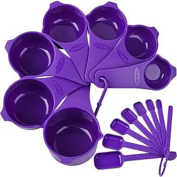 Kalsreui Plastic Measuring Cups and Spoons Set 15, 7 Dry&Liquid Measuring Cup Spoon Set, 7 Spice Lon...