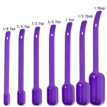 Kalsreui Plastic Measuring Cups and Spoons Set 15, 7 Dry&Liquid Measuring Cup Spoon Set, 7 Spice Long Handle Measuring Spoons with 1 Leveler for Kitchen and Baking, Metric Measure Cups & Spoons Purple