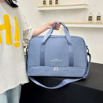 Gym Bag for Women Light Sports Travel Duffel Bag with Shoe Compartment Large Capacity Weekender Over...