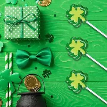 12 Shamrock Lollipops - St Patricks Day Candy and Party Favors - Irish Candy