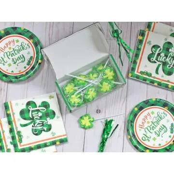 12 Shamrock Lollipops - St Patricks Day Candy and Party Favors - Irish Candy