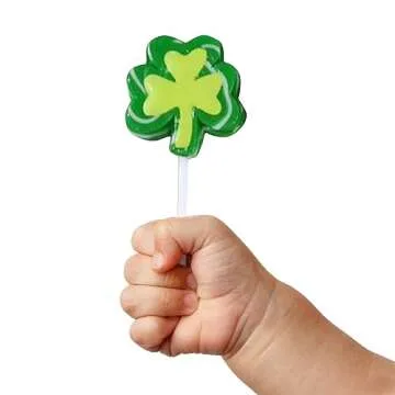 12 Shamrock Lollipops - St Patricks Day Candy and Party Favors - Irish Candy