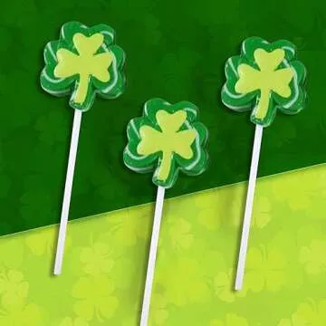 12 Shamrock Lollipops - St Patricks Day Candy and Party Favors - Irish Candy