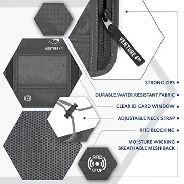 VENTURE 4th RFID Blocking Neck Wallet Secure Travel Pouch