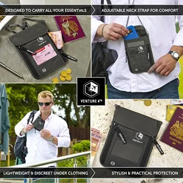 VENTURE 4th RFID Blocking Neck Wallet Secure Travel Pouch