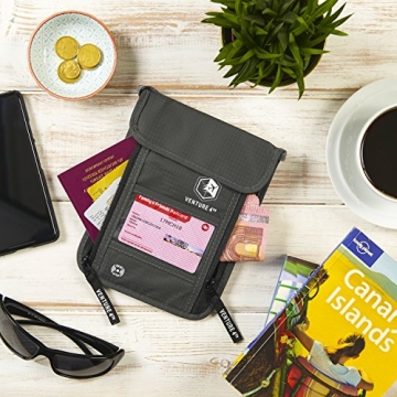 VENTURE 4th RFID Blocking Neck Wallet Secure Travel Pouch