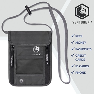 VENTURE 4th RFID Blocking Neck Wallet Secure Travel Pouch