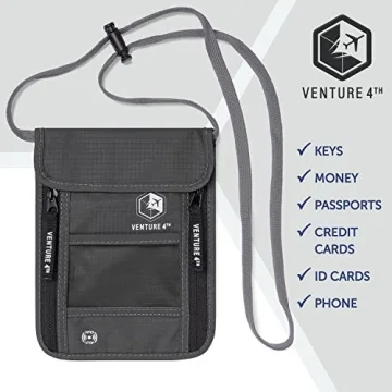 VENTURE 4th RFID Blocking Neck Wallet Secure Travel Pouch