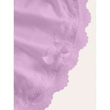 SOLY HUX Women's Lace Trim Ruched Bandeau Crop Tube Tops Bowknot Front Strapless Summer Tops Pure Lilac Purple XS