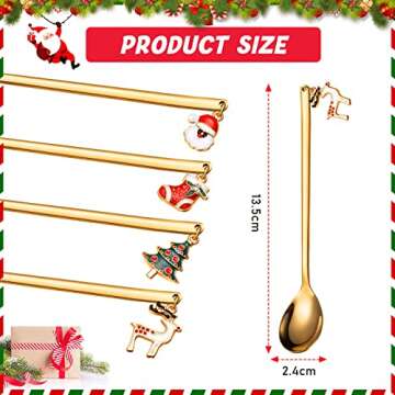 8 Pieces Christmas Coffee Spoons - Festive Stainless Steel Dessert Spoons for Holiday Cheer